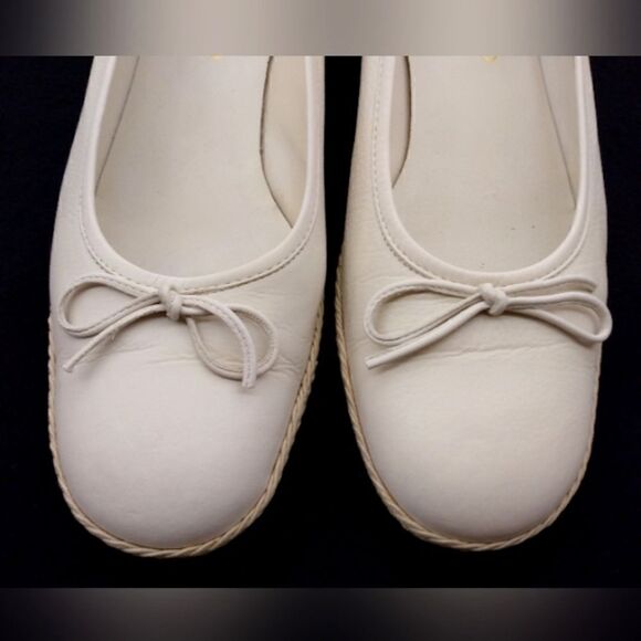 Leather Wedge Woven High Heel Shoes SZ 40 with Tie Bow Women's - Picture 3 of 13